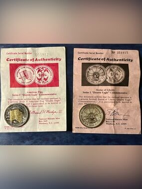 2  “ Double Eagle” collector coins w/ certificates of authenticity